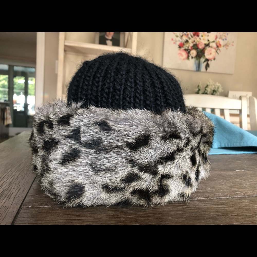 Surell Knit Crown Hat with Rabbit Cuff